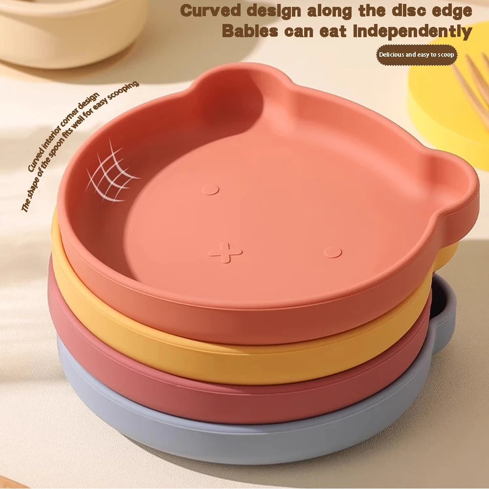 Prato de Jantar de Silicone para Crianças - Design Divertido e Seguro