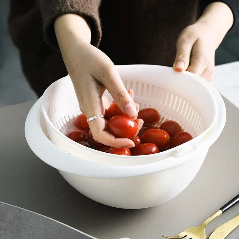 Cesto Duplo Giratório para Cozinha com Dreno