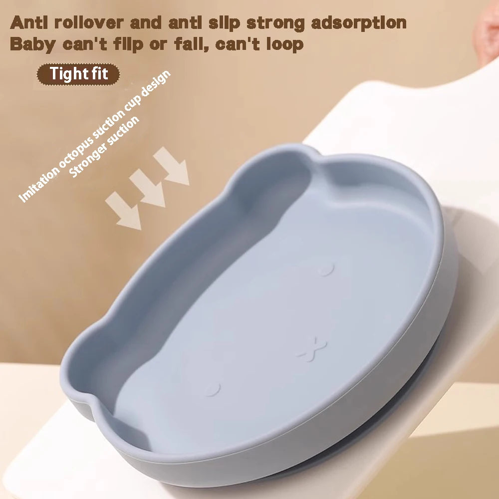 Prato de Jantar de Silicone para Crianças - Design Divertido e Seguro