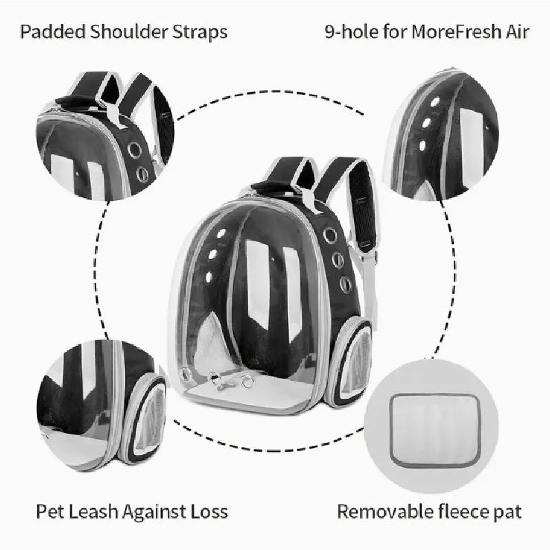 Mochila Transparente e Respirável para Viagem de Animais de Estimação